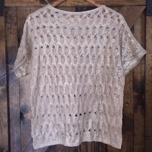 Chico’s gold toned Lacey knit blouse size 2/ Large